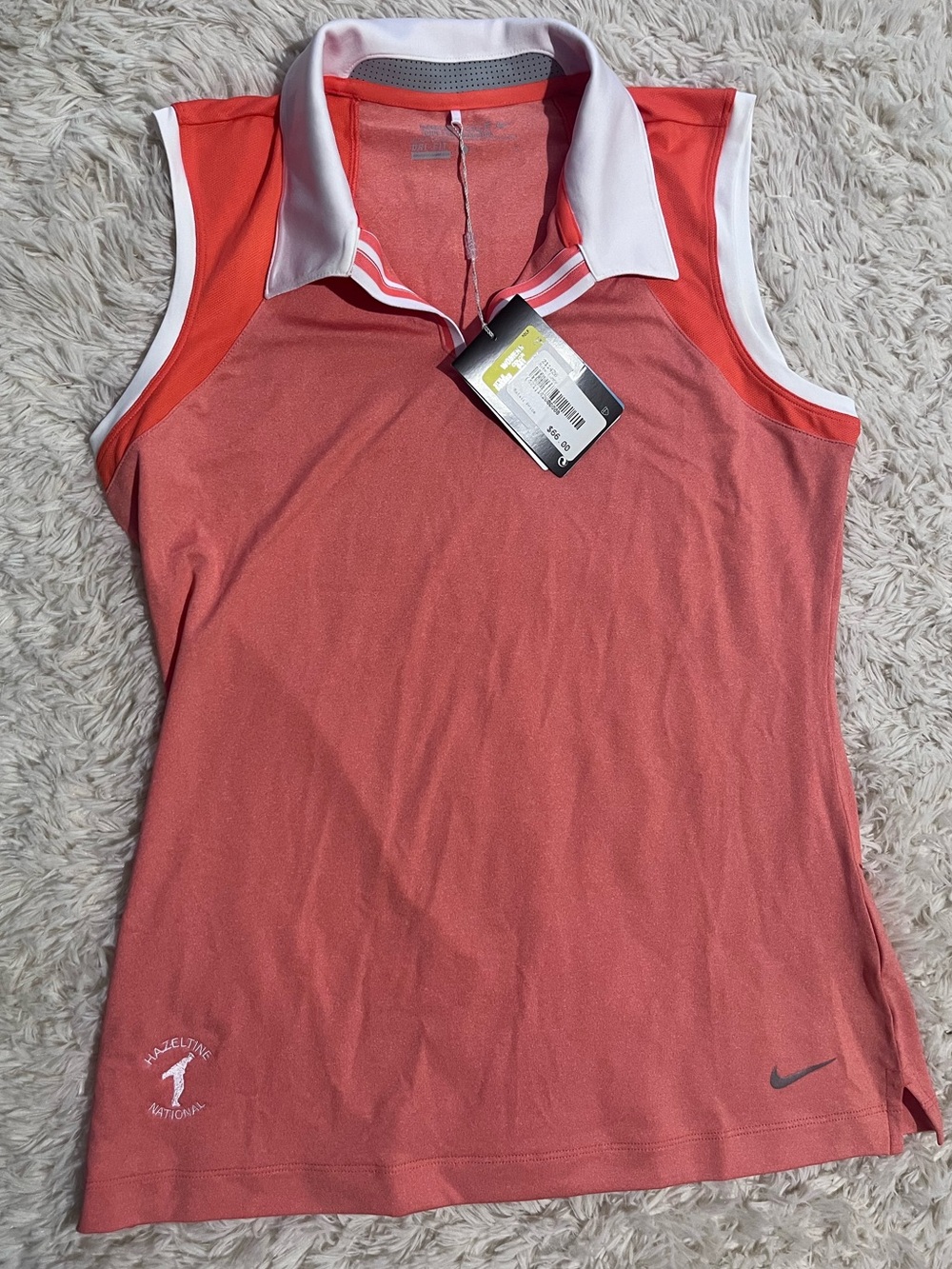 Nike Women’s Sleeveless Polo Top - Coral with White Collar
